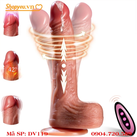 Dương vật giả silicon rung thụt ngoáy gắn tường DV119