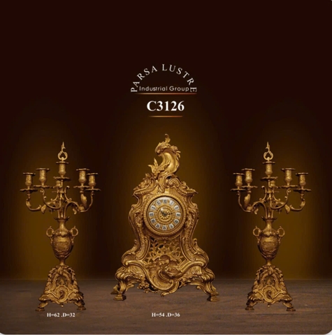 DH003_Đồng hồ C3126 và 2 chân nến