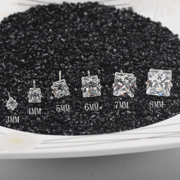 Bông tai đá vuông 4mm inox Hàn Quốc BT91