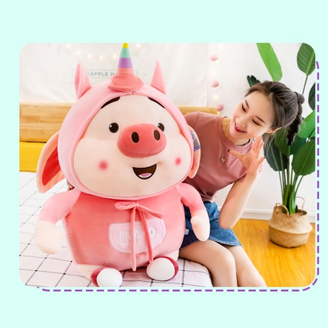 Gấu Bông Heo Tik tok Cosplay Kỳ Lân Unicorn cao 50cm