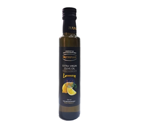 Dầu ô liu nguyên chất vị chanh vàng Olympias Hy Lạp chai 250ml