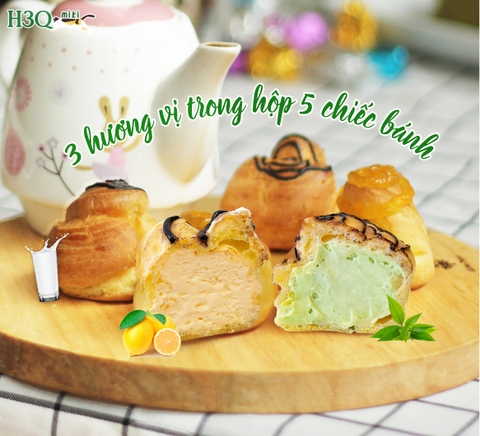 Su kem H3Q Miki hộp 5c lẫn 3 vị truyền thống - trà xanh - chanh vàng (từ bơ sữa New Zealand) 22,5 x 5 x 5 cm
