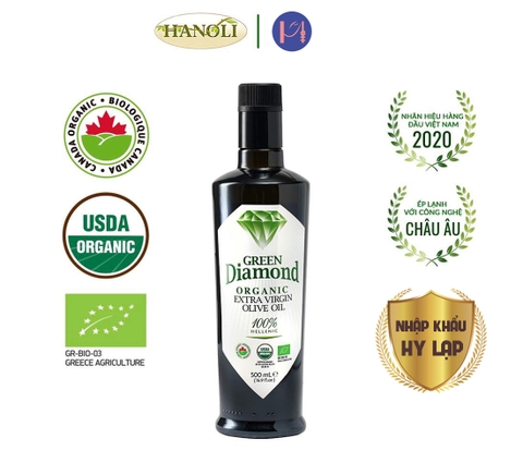 Dầu ô liu nguyên chất hữu cơ Green Diamond Hy Lạp chuẩn USDA chai 250ml | 500ml