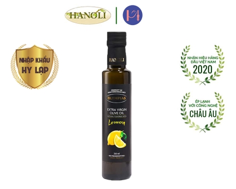 Dầu ô liu nguyên chất vị chanh vàng Olympias Hy Lạp chai 250ml