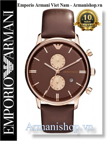 ⌚️Đồng Hồ Nam Emporio Armani Thời Trang Dây Da Nâu AR0387