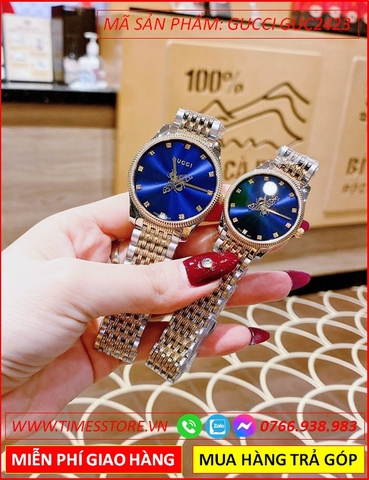 dong-ho-cap-doi-gucci-timeless-mat-tron-xanh-day-demi-timesstore-vn