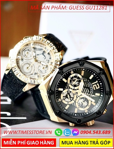 Đồng hồ Cặp Đôi Guess Unisex Mặt Vàng Gold Luxury Dây Silicone (36mm-45mm)