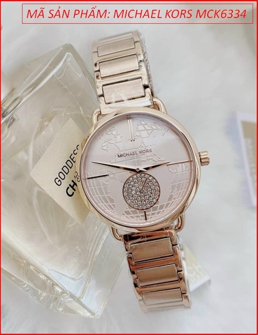 Đồng hồ Nữ Michael Kors Họa Tiết Quả Địa Cầu Dây Kim Loại Rose Gold (37mm)
