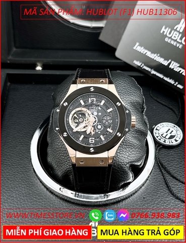 Đồng Hồ Nam Hublot F1 Automatic Lộ Cơ Rose Gold Dây Silicone (44mm)