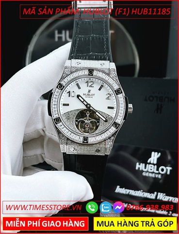 Đồng Hồ Nam Hublot F1 Automatic Mặt Đính Đá Lộ Máy Dây Da (42mm)