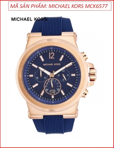 Đồng Hồ Nam Michael Kors Dylan Chronograph Rose Gold Dây Silicone Xanh (40mm)