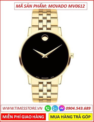 Đồng Hồ Nam Movado Museum Classic Mặt Đen Dây Vàng Gold (40mm)