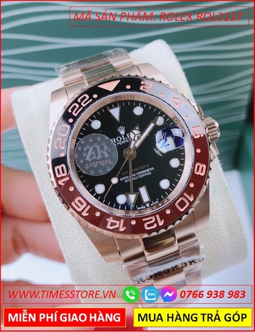 Đồng Hồ Nam Rolex F1 GMT Masterll Automatic Dây Kim Loại Rose Gold (40mm)