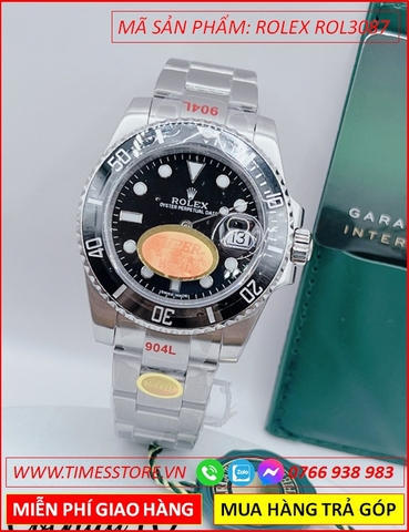 Đồng Hồ Nam Rolex Submariner Automatic Mặt Đen Dây Kim Loại (41mm)