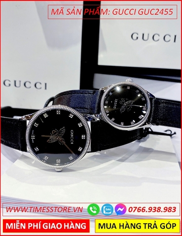 Đồng Hồ Nữ Gucci Timeless Mặt Đen Dây Da (29mm-36mm)