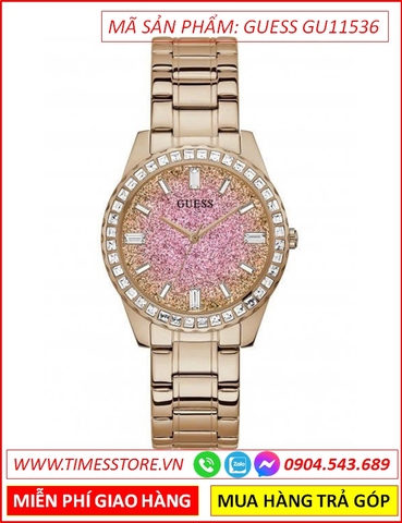 Đồng Hồ Nữ Guess Glitter Burst Mặt Đính Đá Hồng Dây Rose Gold (38mm)