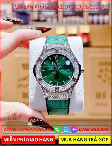 Đồng hồ Nữ Hublot F1 Big Bang Đính Đá Dây Da Xanh (34mm)