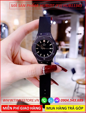 Đồng hồ Nữ Hublot F1 Mặt Tròn Full Đen Dây Silicone (34mm)