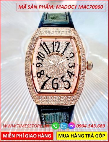 Đồng Hồ Nữ Madocy Tựa Franck Muller Vanguard Rose Gold Dây Da (32mm)