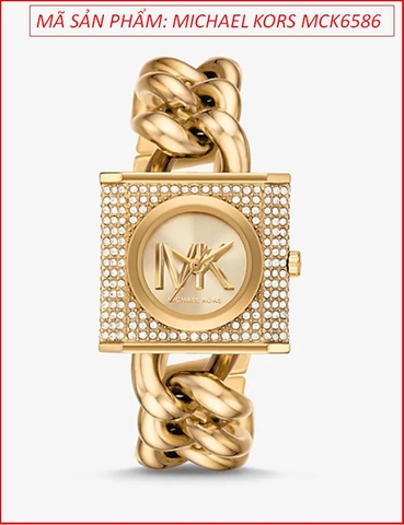Đồng hồ Nữ Michael Kors Chain Lock Mặt Vuông Dây Mắt Xích Vàng Gold (25mm)