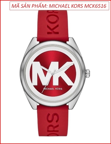 Đồng hồ Nữ Michael Kors Janelle Mặt Họa Tiết Logo Dây Silicone Đỏ (42mm)