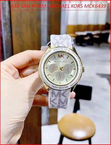 Đồng hồ Nữ Michael Kors Multifunction Mặt Vàng Dây Da Trắng (40mm)