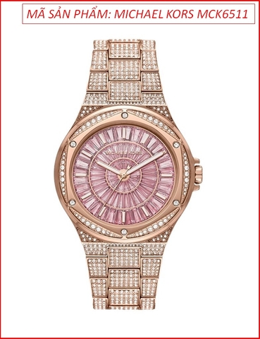 Đồng hồ Nữ Michael Kors Oversided Lennox Đính Đá Hồng Dây Rose Gold (41mm)