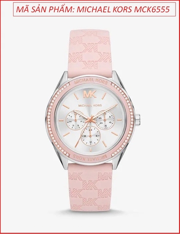 Đồng hồ Nữ Michael Kors Oversized Jessa Đính Đá Dây Silicone Hồng (40mm)