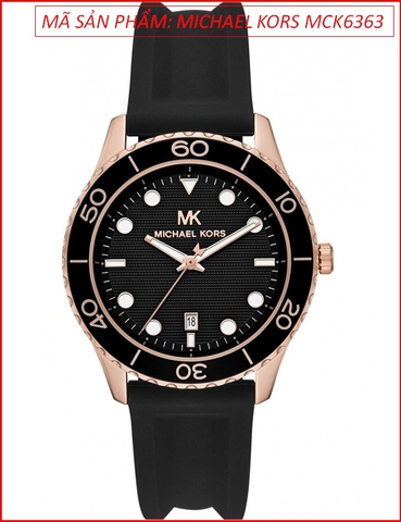 Đồng hồ Nữ Michael Kors Runway Mặt Đen Rose Gold Dây Silicone (40mm)