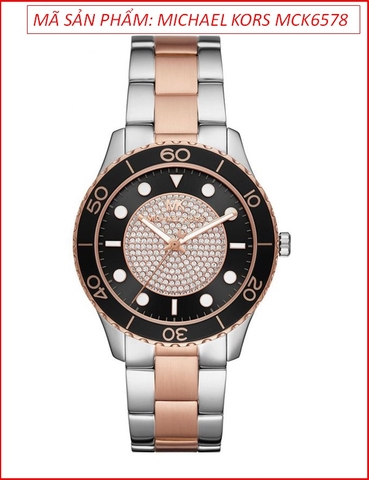 Đồng hồ Nữ Michael Kors Runway Mặt Tròn Đen Dây Kim Loại Rose Gold (40mm)