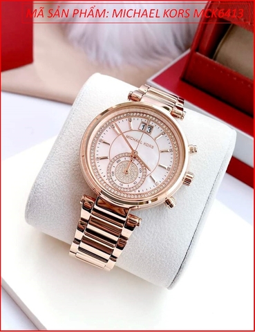 Đồng hồ Nữ Michael Kors Sawyer Mặt Tròn Dây Kim Loại Rose Gold (39mm)