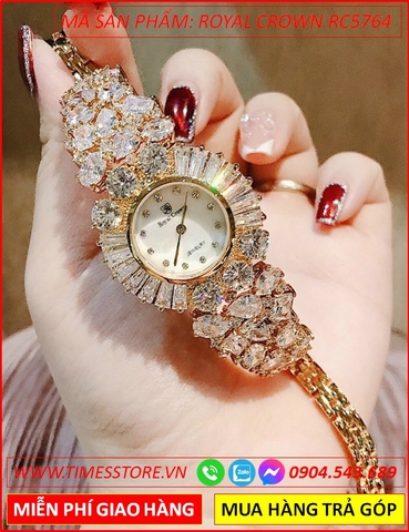 Đồng hồ Nữ Royal Crown Jewelry Full Đá Vàng Gold (36mm)