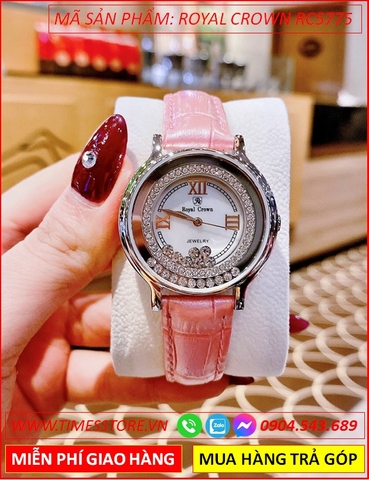 dong-ho-nu-royal-crown-jewelry-mat-dinh-da-chay-day-da-hong-timesstore-vn