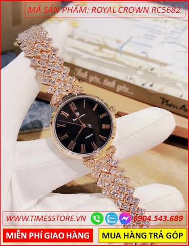 Đồng hồ Nữ Royal Crown Jewelry Đá Swarovski Rose Gold (28mm)