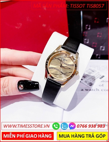 Đồng Hồ Nữ Tissot T Wave Mặt Tròn Vàng Gold Dây Da (30mm)