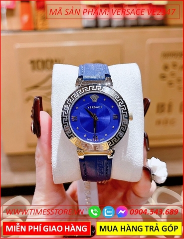 Đồng hồ Nữ Versace Daphnis Mặt Silver Dây Da Xanh (35mm)