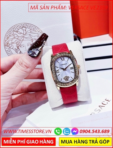 Đồng hồ Nữ Versace New Couture Mặt Chữ Nhật Trắng Dây Da Đỏ (36mm)