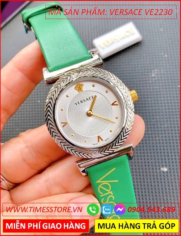 Đồng hồ Nữ Versace V-Motif Silver Mặt Trắng Dây Da Xanh Lá (36mm)