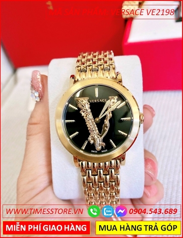 Đồng hồ Nữ Versace Virtus Vàng Gold Mặt Đen Dây Kim Loại (36mm)