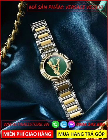Đồng hồ Nữ Versace Virtus Mini Mặt Xanh Dây Demi Vàng Gold (28mm)