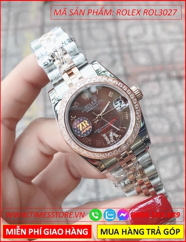 Đồng hồ Nam Rolex 1:1 siêu cấp mặt Nâu Swarovski Rose Gold (38mm)