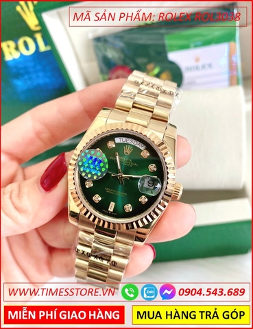 Đồng hồ Nam Rolex siêu cấp mặt Xanh niềng khía Vàng Gold (41mm)