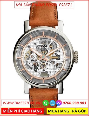 Đồng Hồ Nữ Fossil Unisex Original Boyfriend Lộ Máy Dây Da Nâu (38mm)