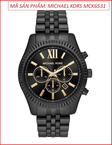 Đồng Hồ Nam Michael Kors Unisex Lexington Mặt Chronograph Dây Full Đen (44mm)