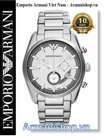 ⌚️Đồng Hồ Nam Emporio Armani Dây Kim Loại Mặt Trắng AR6036