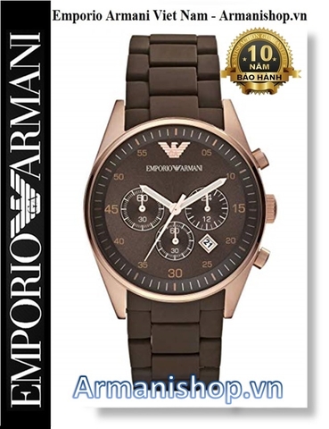 ⌚️Đồng Hồ Nam Emporio Armani Rose Gold Dây Silicone Nâu AR5890