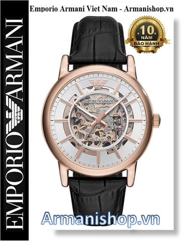 ⌚️Đồng Hồ Nam Emporio Armani Dây Da Meccanico Rose Gold AR60007