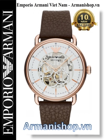 ⌚️Đồng Hồ Nam Emporio Armani Dây Da Nâu Vỏ Rose Gold AR60027