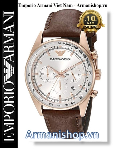 ⌚️Đồng Hồ Nam Emporio Armani Dây Da Nâu Vỏ Rose Gold AR5995