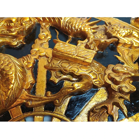 Quạt tứ linh - Quạt  gỗ treo tường - Quạt gỗ tứ linh - Quạt gỗ sà cừ.